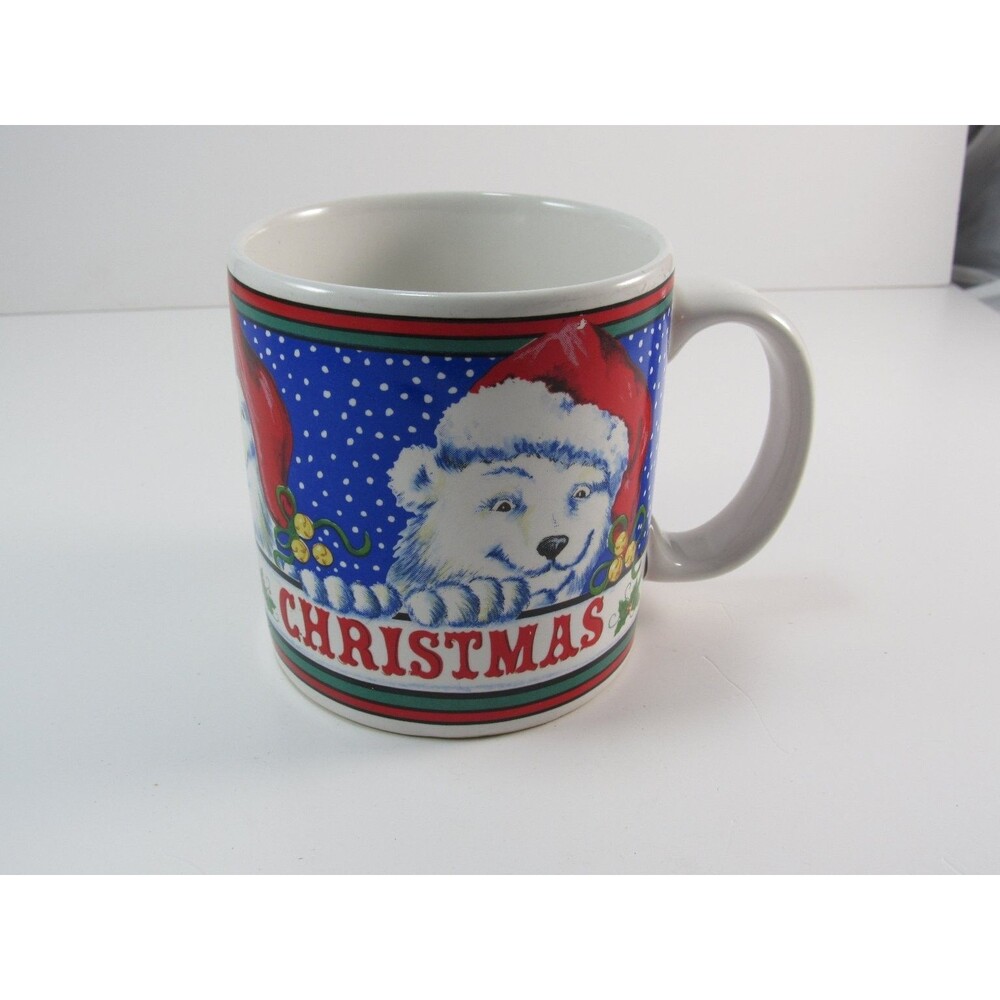 Sakura Holiday Bears Mug White Ceramic 1996 Christmas Polar Bear